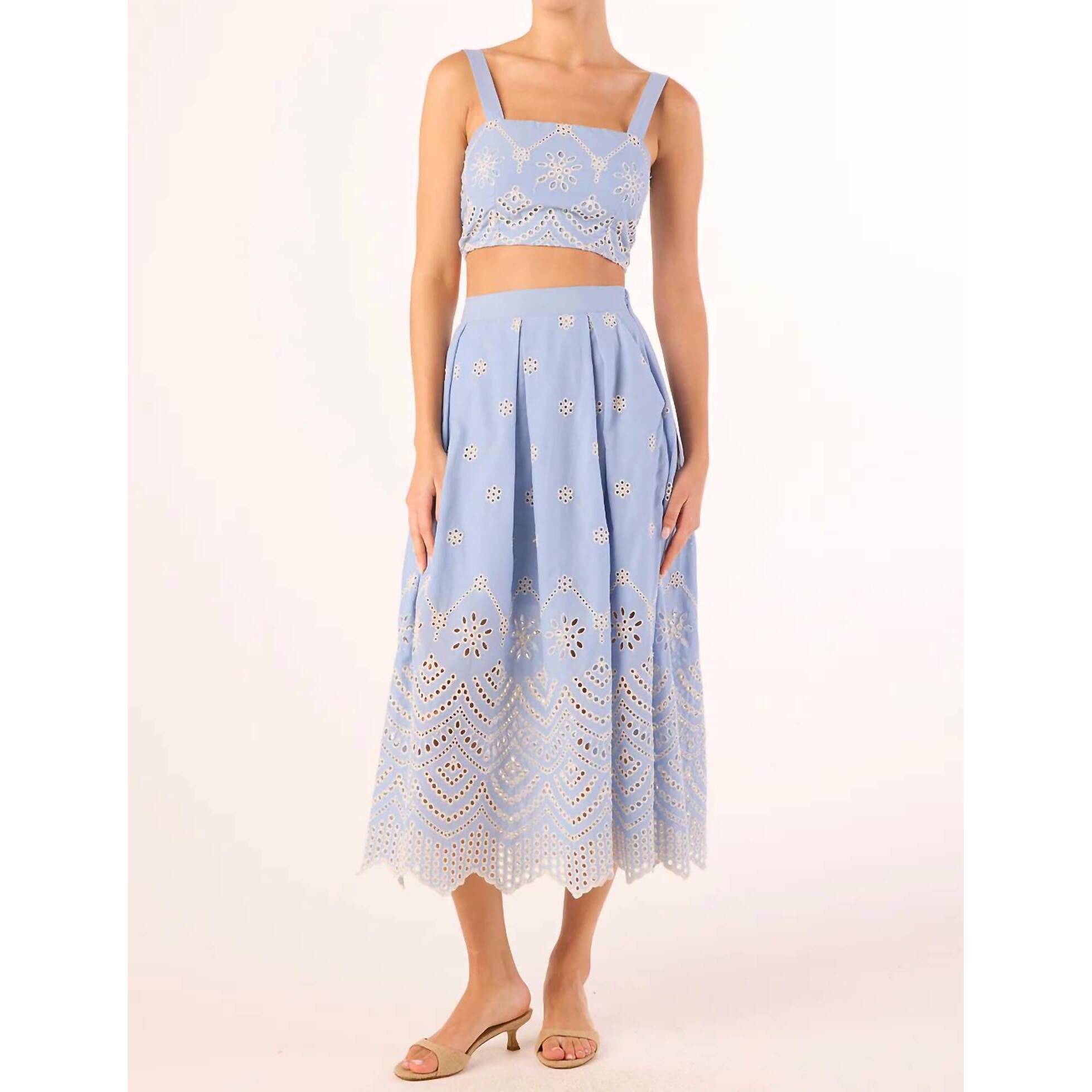 New Misa Los Angeles Aggie Skirt In Periwinkle Scallop